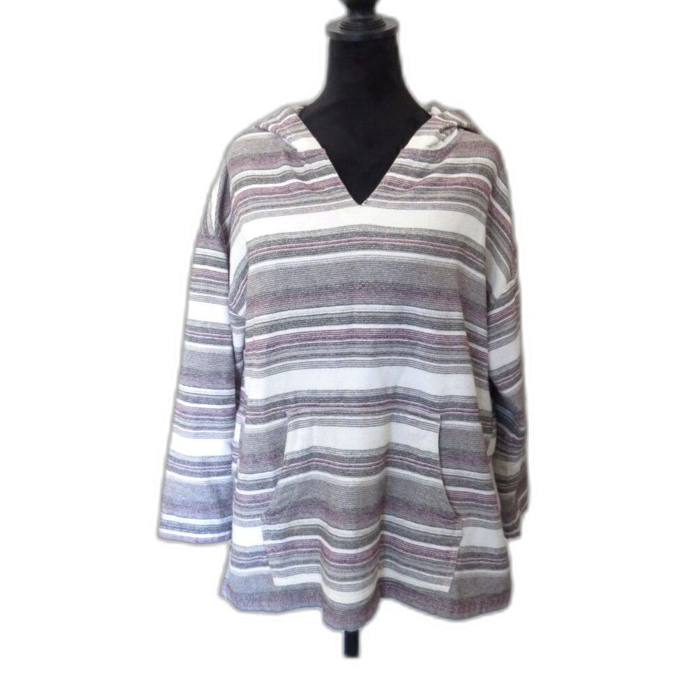 North River Outfitters Womens Baja Pullover Hoodie Striped L EUC